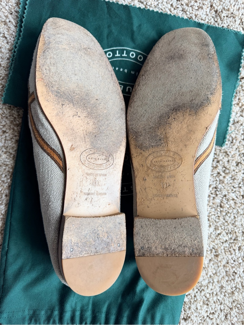 Stubbs & Wootton Beige and Brown Loafers